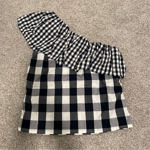 J. Crew Gingham Cotton One-Shoulder Ruffle Top in size 2 - Picture 2 of 3